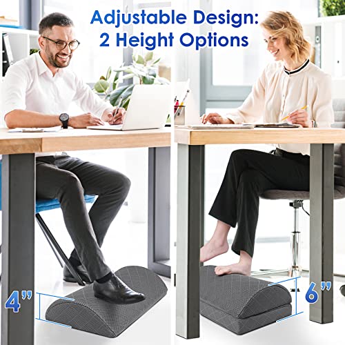 Foot Rest for Under Desk at Work Adjustable Foam for Office, Work, Gaming, Computer, Gift, Home Office Accessories Back & Hip Pain Relief (Grey)