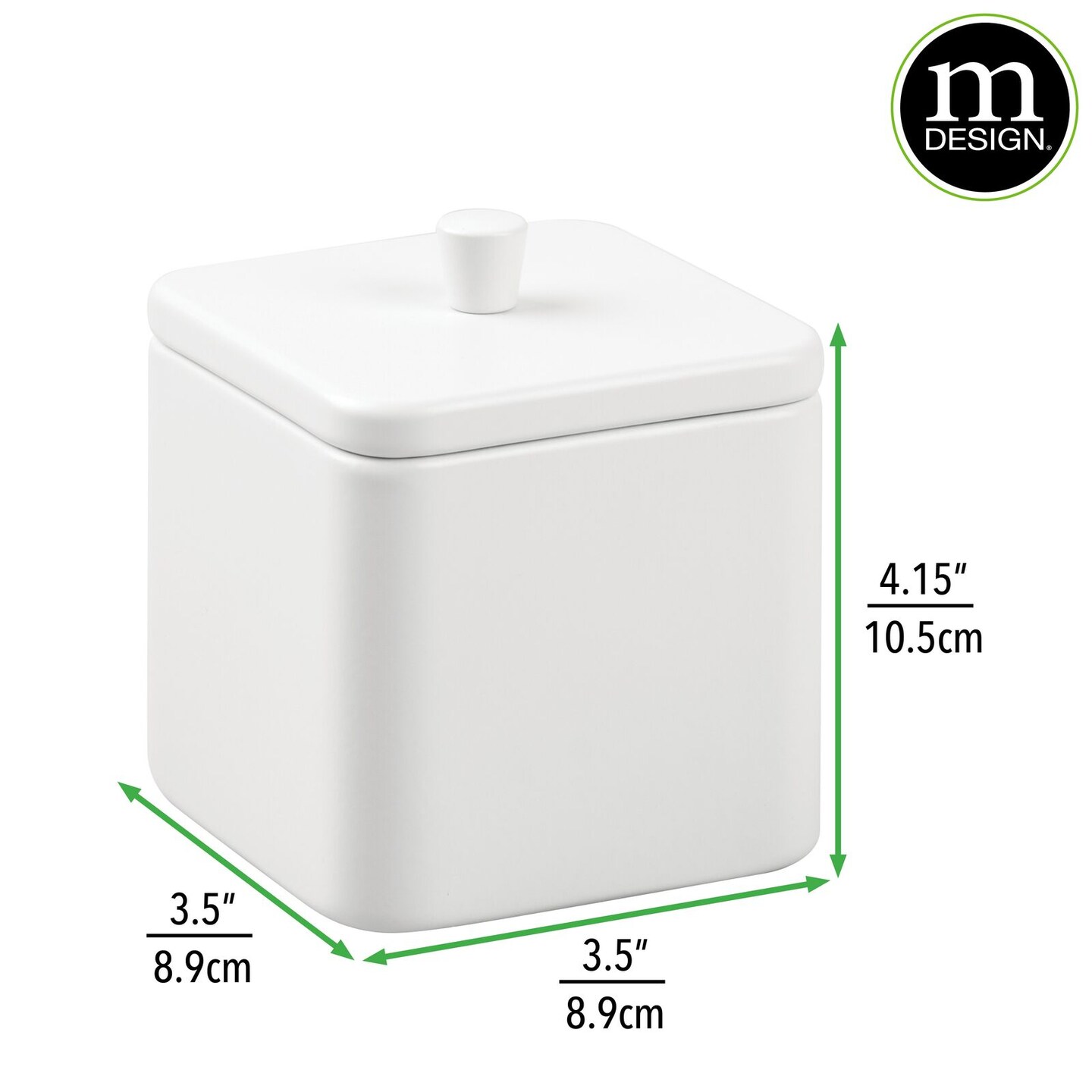 mDesign Square Metal Bathroom Vanity Canister Apothecary Jar 2 Pack