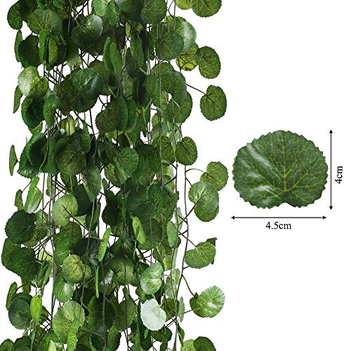 HO2NLE 12 Pack 84 Feet Artificial Fake Hanging Vines Plant Faux Silk Green Leaf Garlands Home Office Garden Outdoor Wall Greenery Cover Jungle Party Decoration
