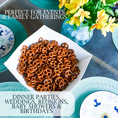 Disposable 128 ounce Square Serving Bowls, Party Snack or Salad Bowl, Extra Large Plastic Elegant White Pack of 4