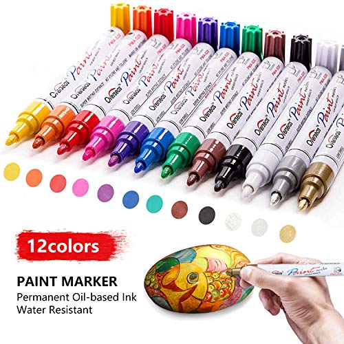 Paint Pens Set - Oil-Based Waterproof Paint Markers for Rocks, Wood, Fabric, Plastic, Canvas, Glass, Mugs, and DIY Crafts, Quick-Dry, Permanent, and Fade-Resistant