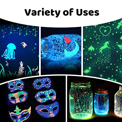 Glow in The Dark Paint, Glow Paint Set of 12 Bright Colors 30ml/1oz, Acrylic Glow in The Dark Paint Perfect for Art Painting, DIY projects, Halloween and Christmas Decorations, Rich Pigments for Adults, Artists and Students