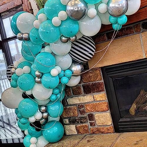 Teal Blue Silver White Balloons Kelfara 60Pcs 12 inch Turquoise Silver  White Metallic Confetti Balloons Kit with Ribbons for Wedding Bridal Baby  Shower Birthday Graduation Prom Party Decorations