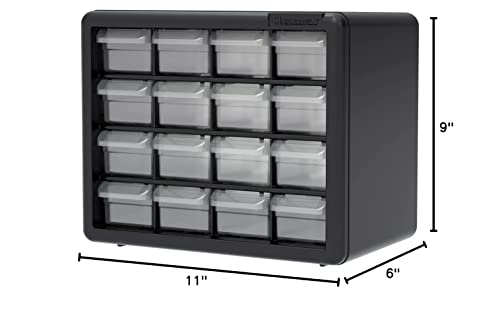 Akro-Mils 10116, 16 Drawer Plastic Parts Storage Hardware and Craft Cabinet, 10-1/2-Inch W x 6-1/2-Inch D x 8-1/2-Inch H, Black
