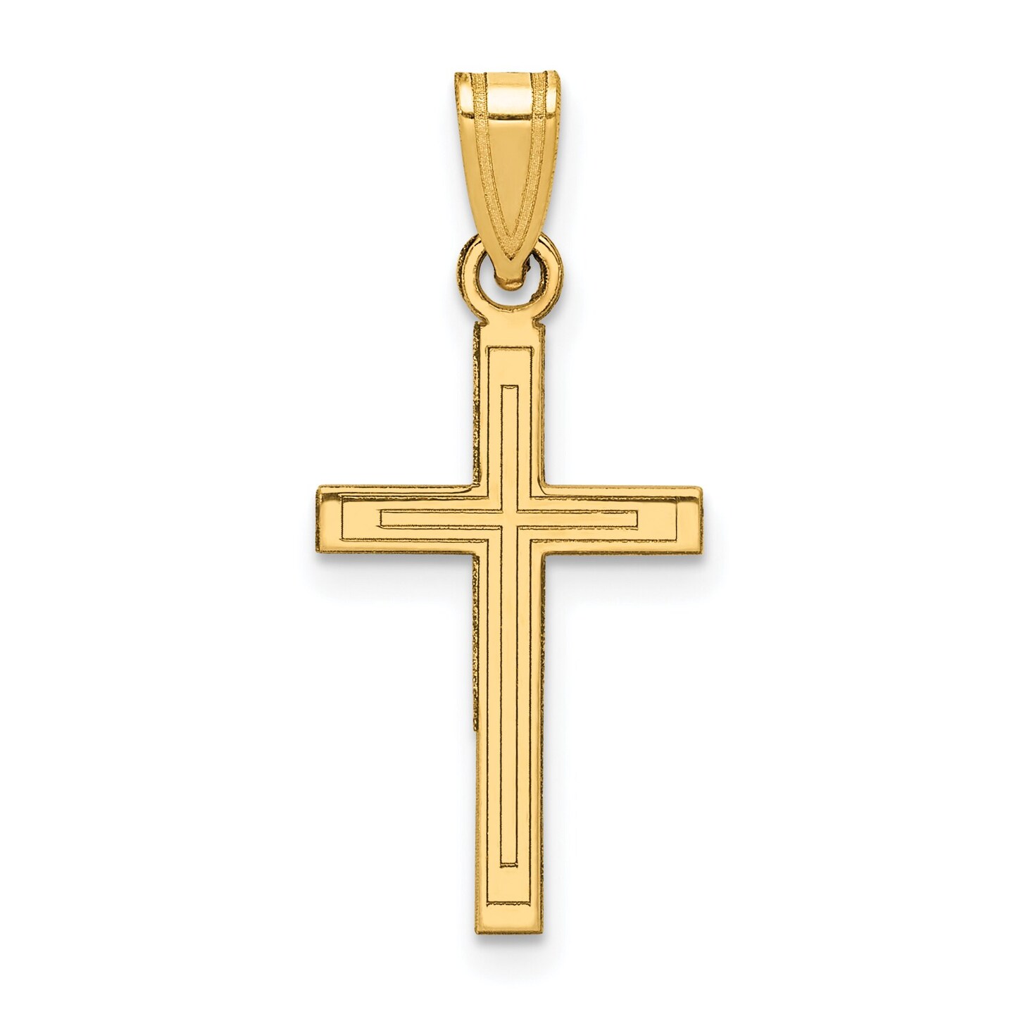 14K Yellow Gold Cross Pendant Charm Religious