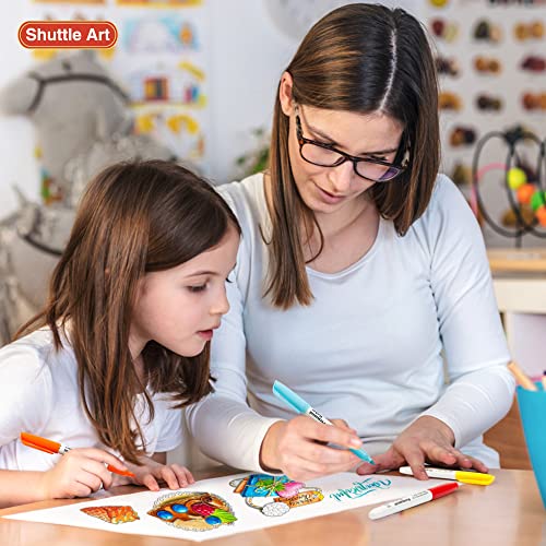 Shuttle Art Permanent Markers, 24 Colors Fine Point Assorted Colors Permanent Marker Set, Works on Plastic,Wood,Stone,Metal and Glass for Doodling, Coloring, Marking