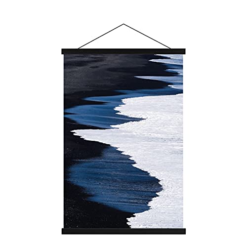 Magnetic Poster Hanger, 8x10 8x20 8x11 Poster Frame Wood Wooden Magnet Print Posters Dowel Scroll Hanger Hangers Hanging Kit for Walls Map Canvas Artwork (Black, 8")