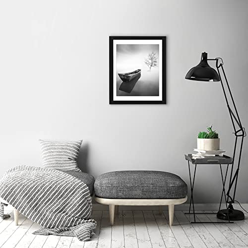 Americanflat 16x20 Picture Frame in Black - Use as 14x17 Picture Frame with Mat - Engineered Wood with Polished Plexiglass - Horizontal and Vertical Formats for Wall with Hanging Hardware Included