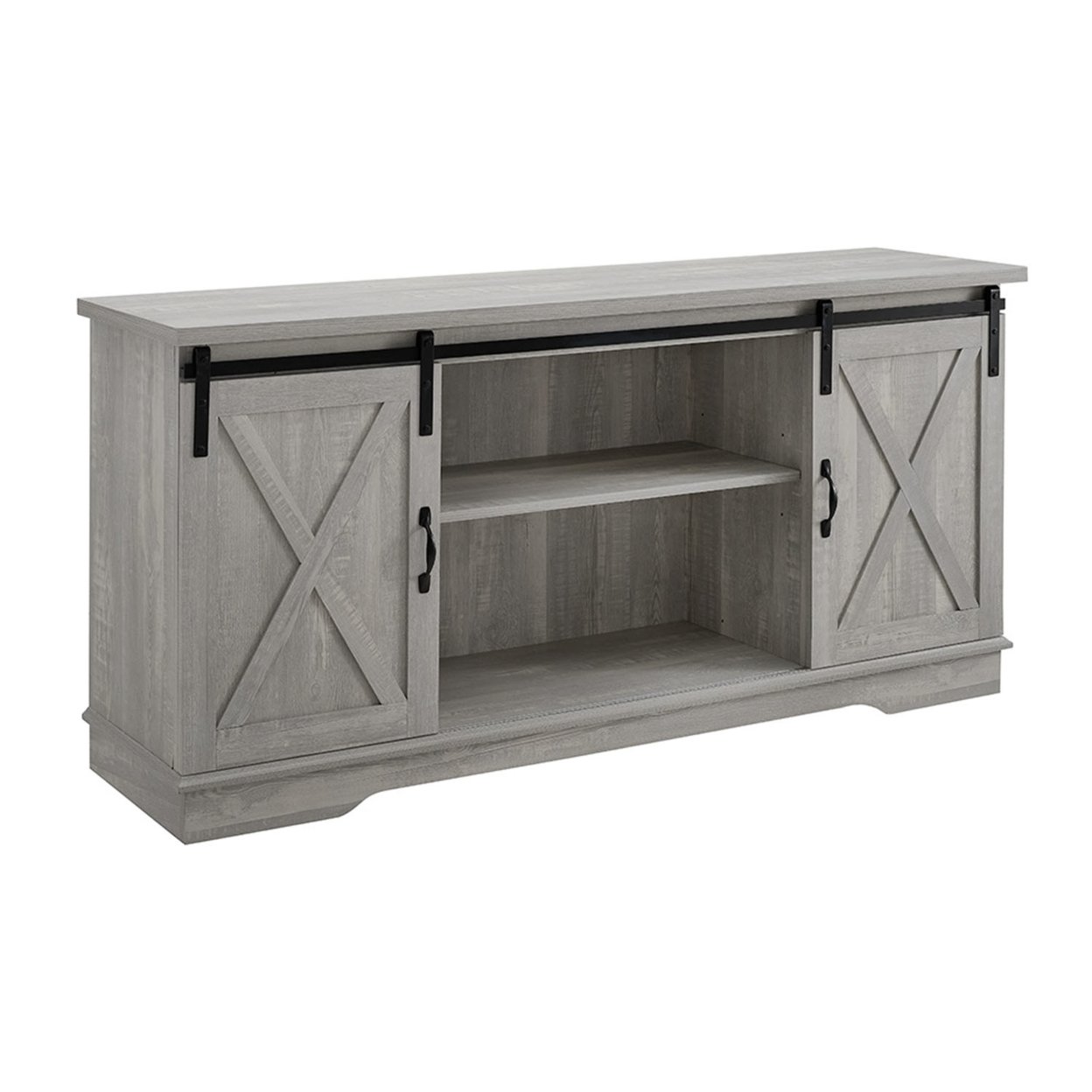 Priya Home Furniture 58&#x22; Modern Farmhouse Wood TV Stand - Stone Grey