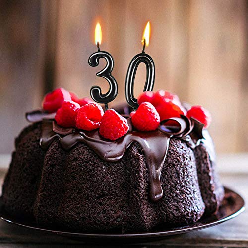 10 Pieces Black Numeral Birthday Candles - Numeric Candles for Cake Decoration, Includes Numbers 0-9, Ideal for Birthday Parties and Wedding Anniversary Celebrations