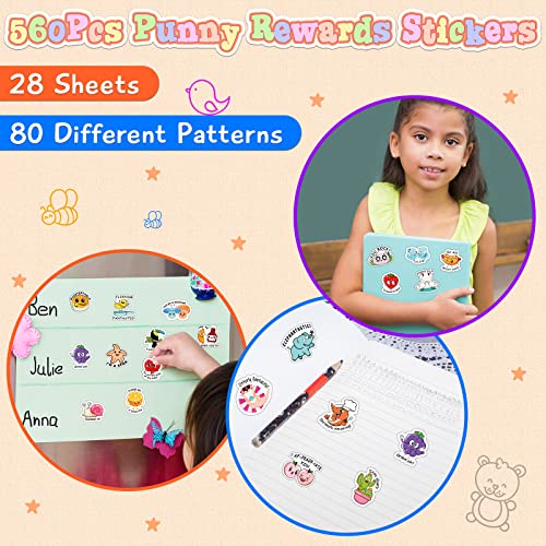 560 Pieces Punny Fun Reward Stickers for Kids Punny Labels