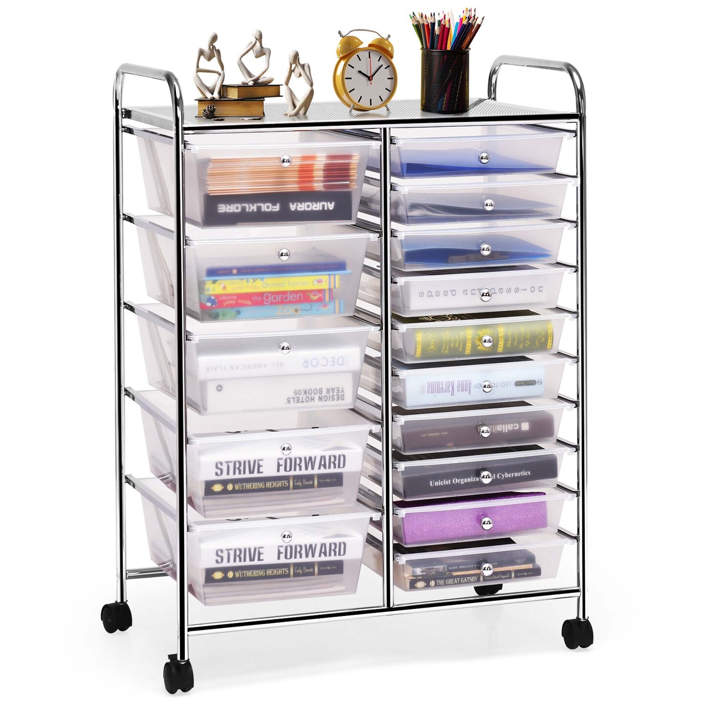 Costway 10 Drawer Rolling Storage Cart Scrapbook Paper Office School Organizer Black