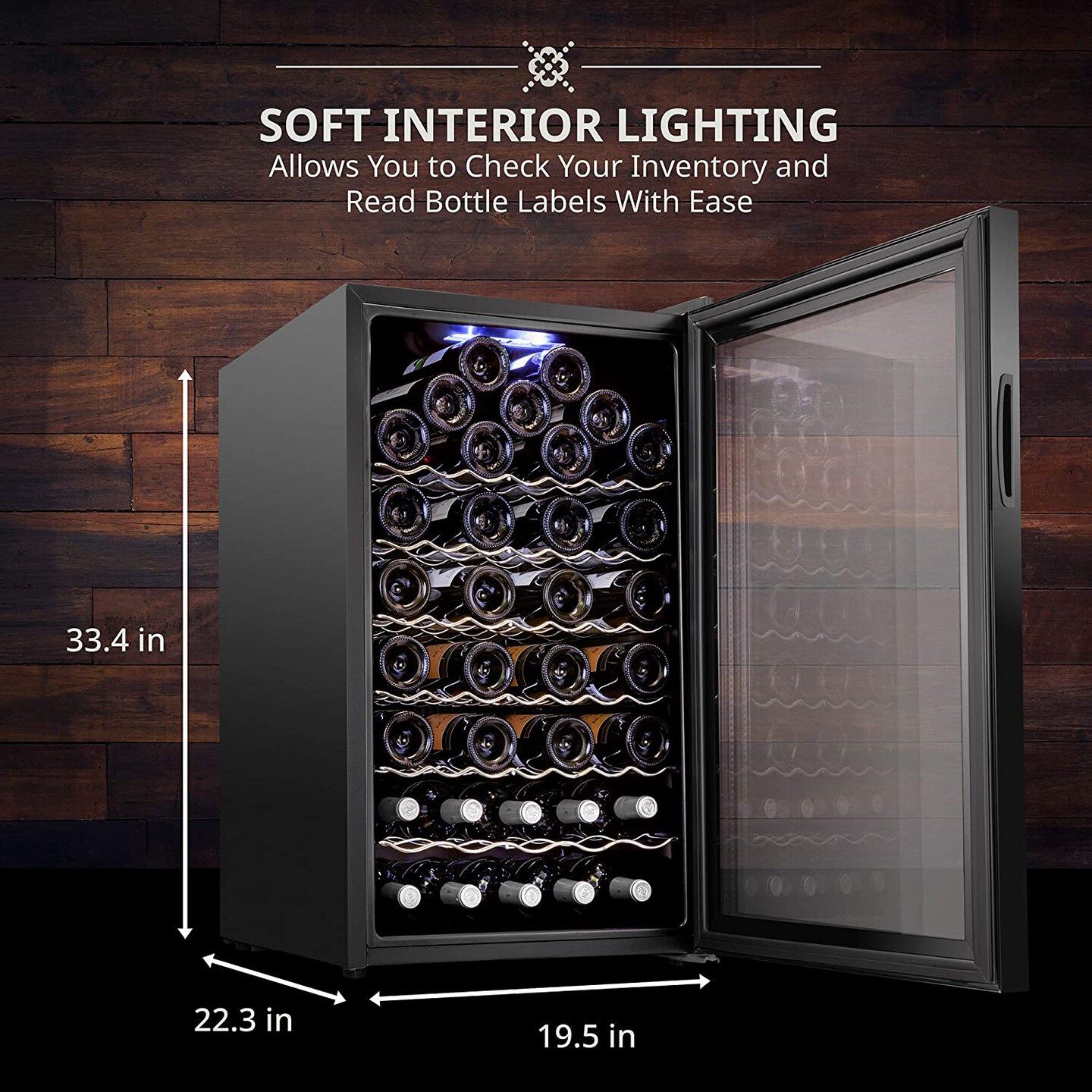 Ivation 51-Bottle Wine Cooler, Compact Freestanding Wine Fridge with Lock