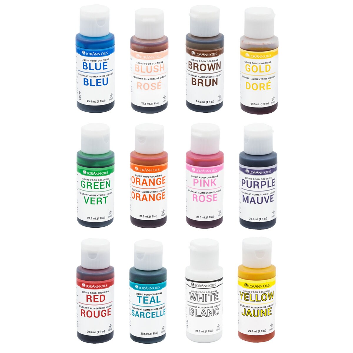 LorAnn Oils 12-Unit Liquid Food Color Assortment, 1 ounce bottles