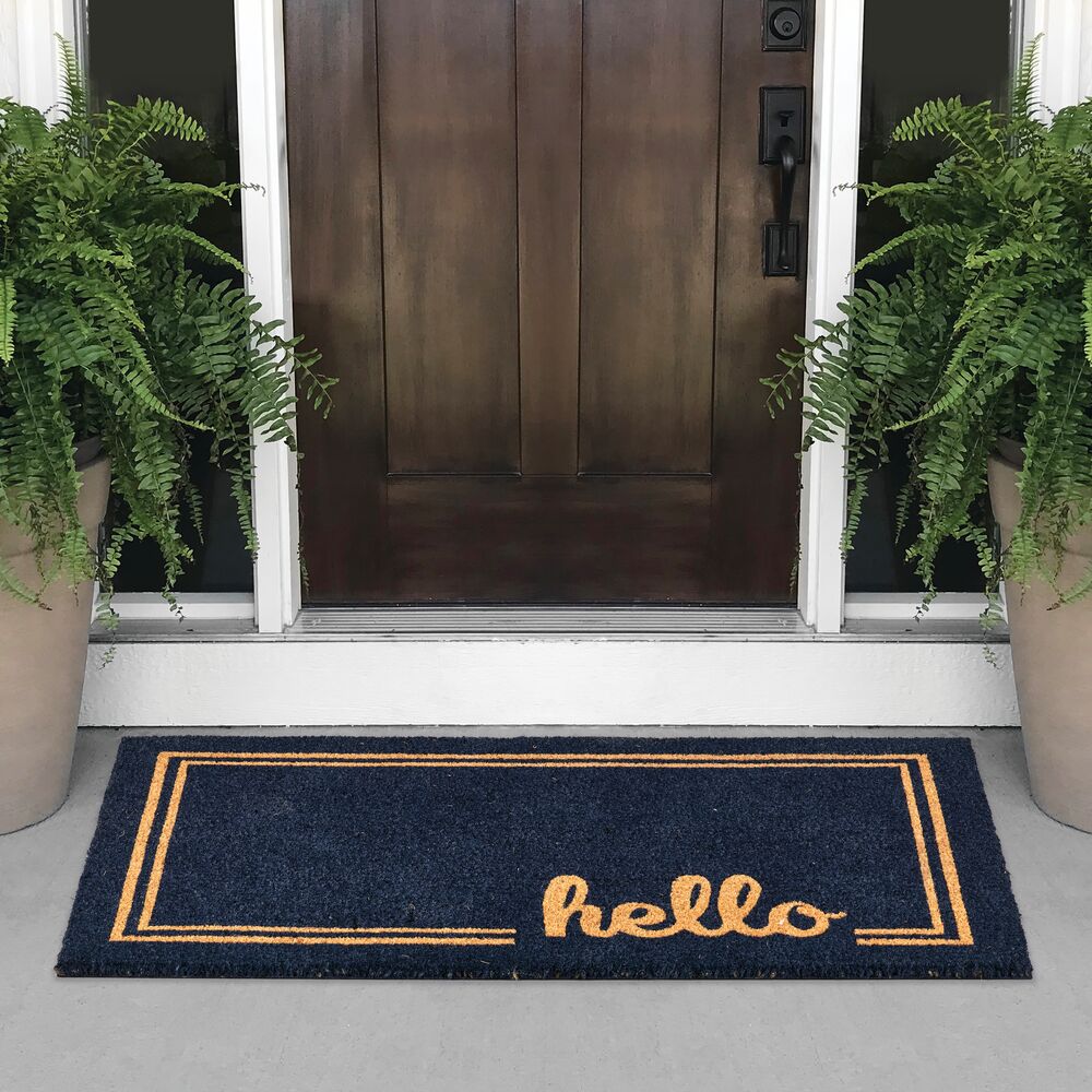 mDesign Entryway Doormat with Natural Fibers Decorative Script