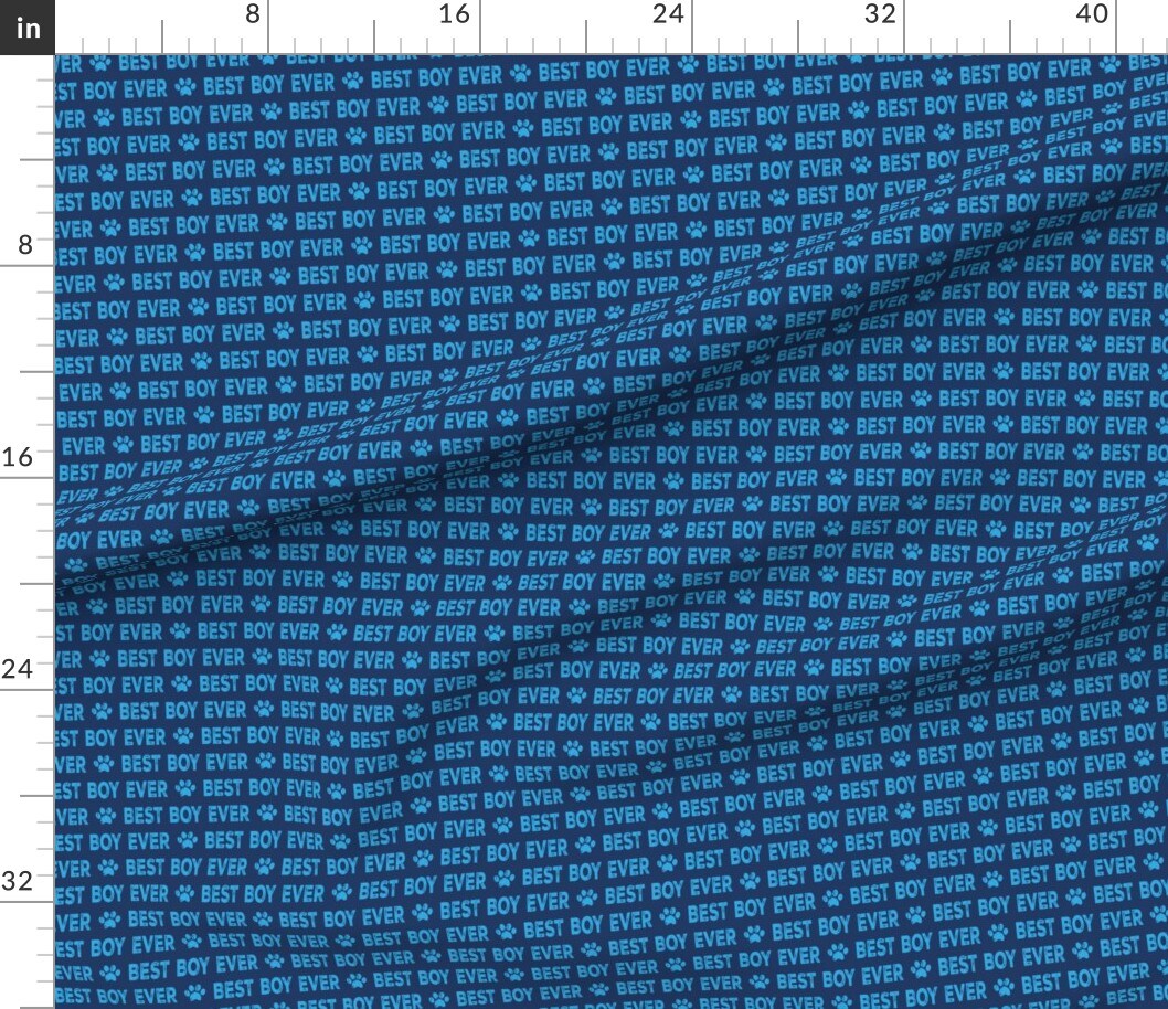 Best Boy Ever Paw Print Dog Blue Pet Animal Custom Printed Fabric by Spoonflower Various Fabrics by the Yard or Fat Quarter