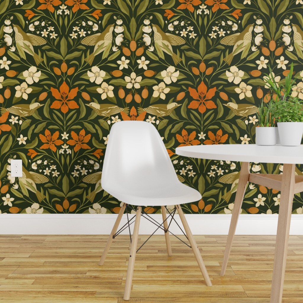 Green Botanical Floral Peel and Stick Removable Wallpaper 8684  Etsy  Removable  wallpaper Colorful furniture Cool walls