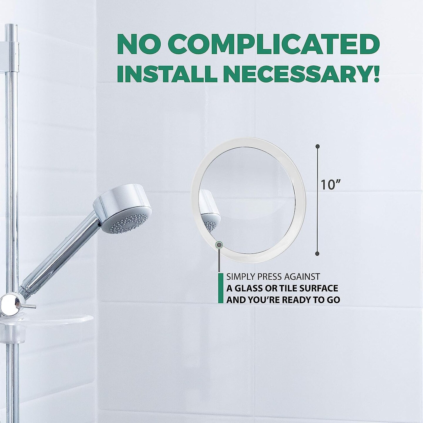 DB Tech 10" Magnifying Mirror, 8X Travel Makeup Mirror w/Suction Cup & Tweezers