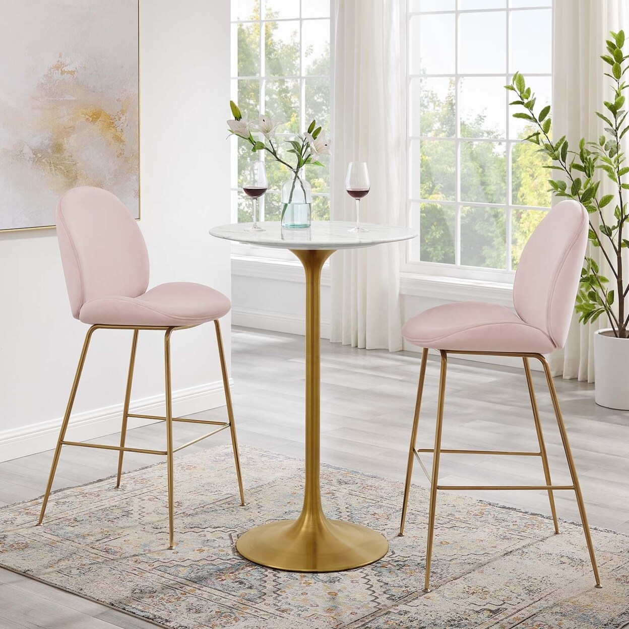 Modway Lippa 28&#x22; Round Artificial Marble Bar Table