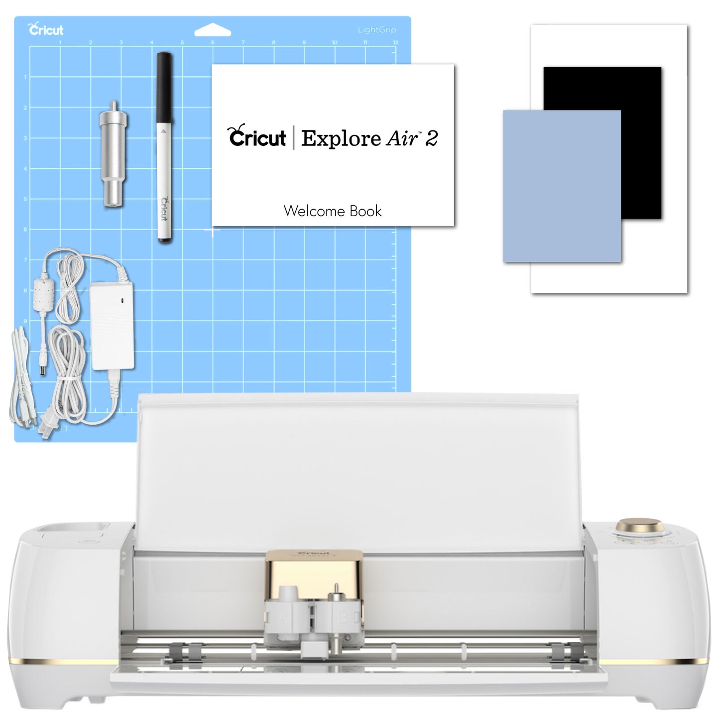 Cricut Explore Air 2 Machine with Vinyl Sampler Pack, Glitter Iron-On, Tool Kit, Pen Set and Cutting Mat Bundle