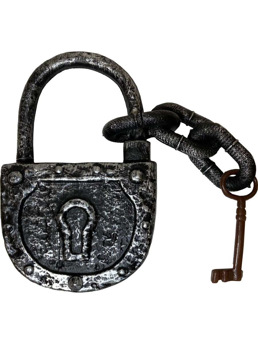 Silver Crypt Keeper Prisoner Lock And Key Toy Costume Accessory