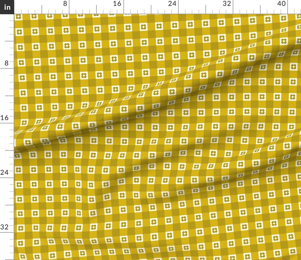 Various Fabrics by the Yard or Fat Quarter Scandi Mustard Vintage German Picnic Folk Country Gold Custom Printed Fabric by Spoonflower