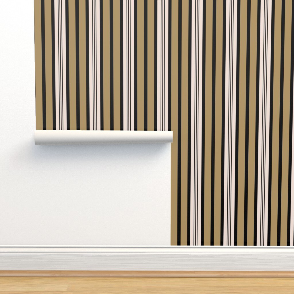 Brown Stripes Boho Stripe Neutral Cottagecore Grandmillennial Directional Granny Chic Modern Custom Removable Wallpaper by Spoonflower Peel & Stick Wallpaper 2FT Wide