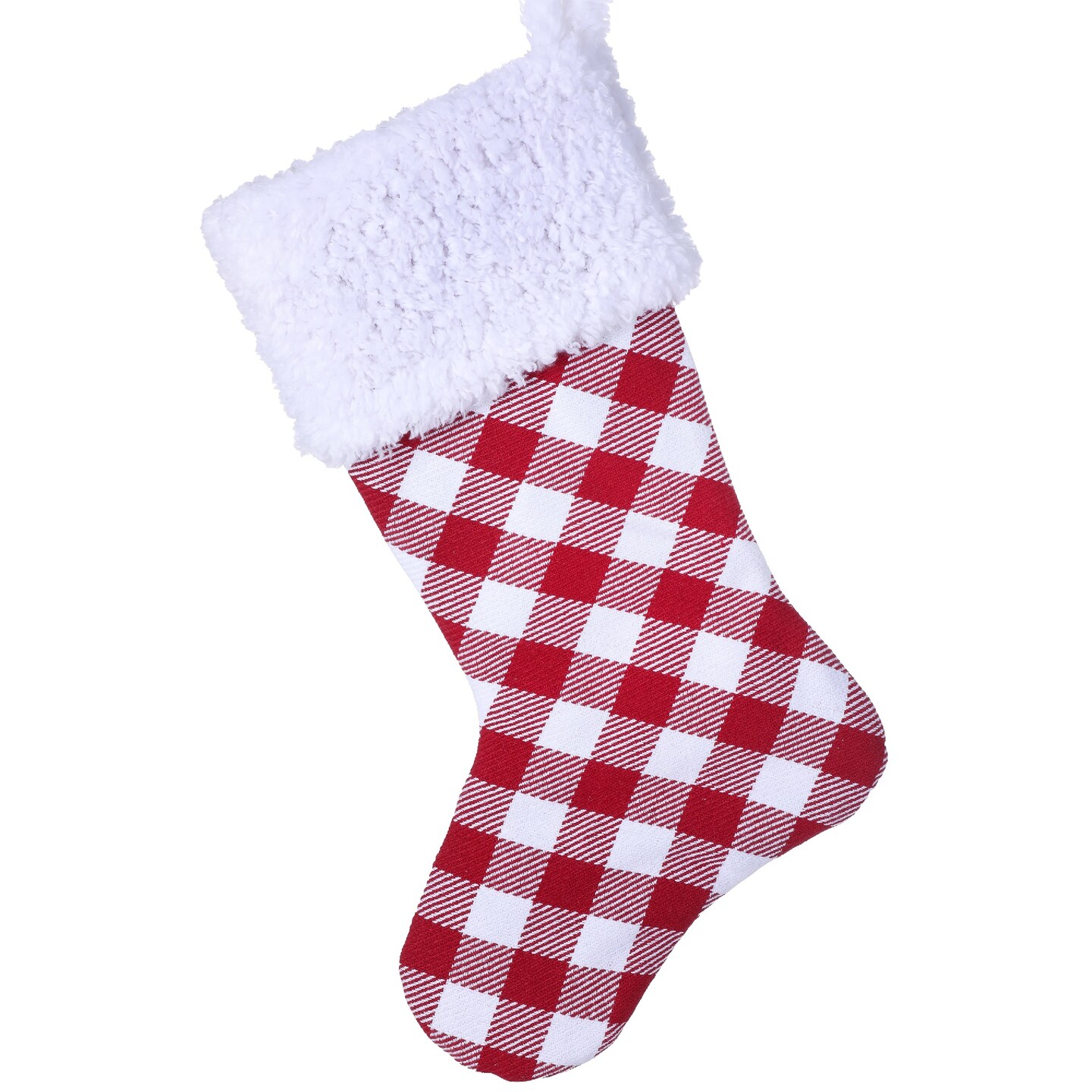 Contemporary Home Living 20&#x22; Red and White Gingham Christmas Stocking