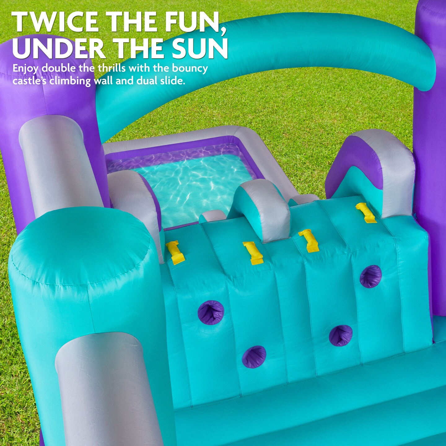 Sunny & Fun Inflatable Water Slide, Kids Pool with Slide & Bounce House with Air Pump & Case
