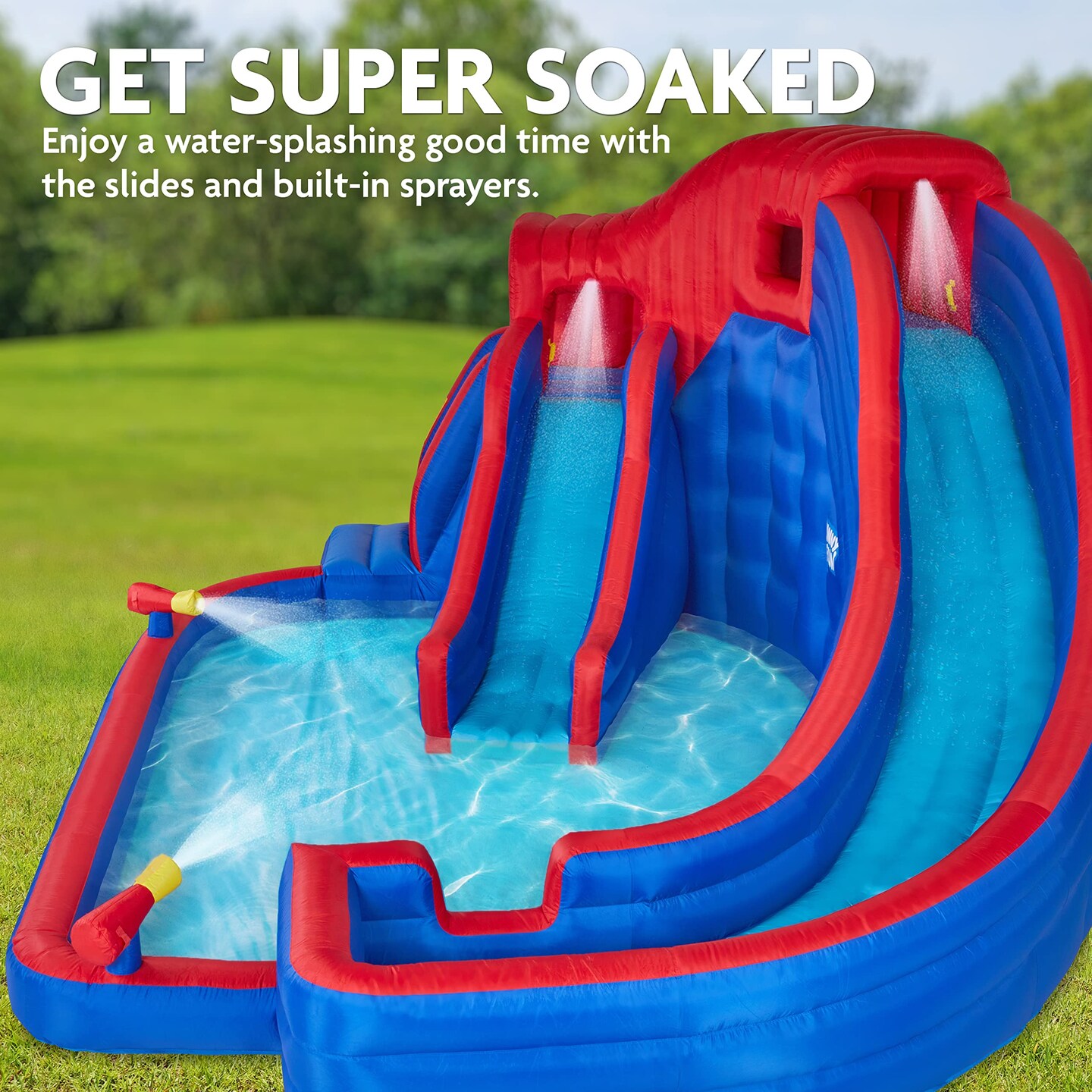 Sunny &#x26; Fun Inflatable Kids Backyard Water Slide Park w/Slides &#x26; Pool