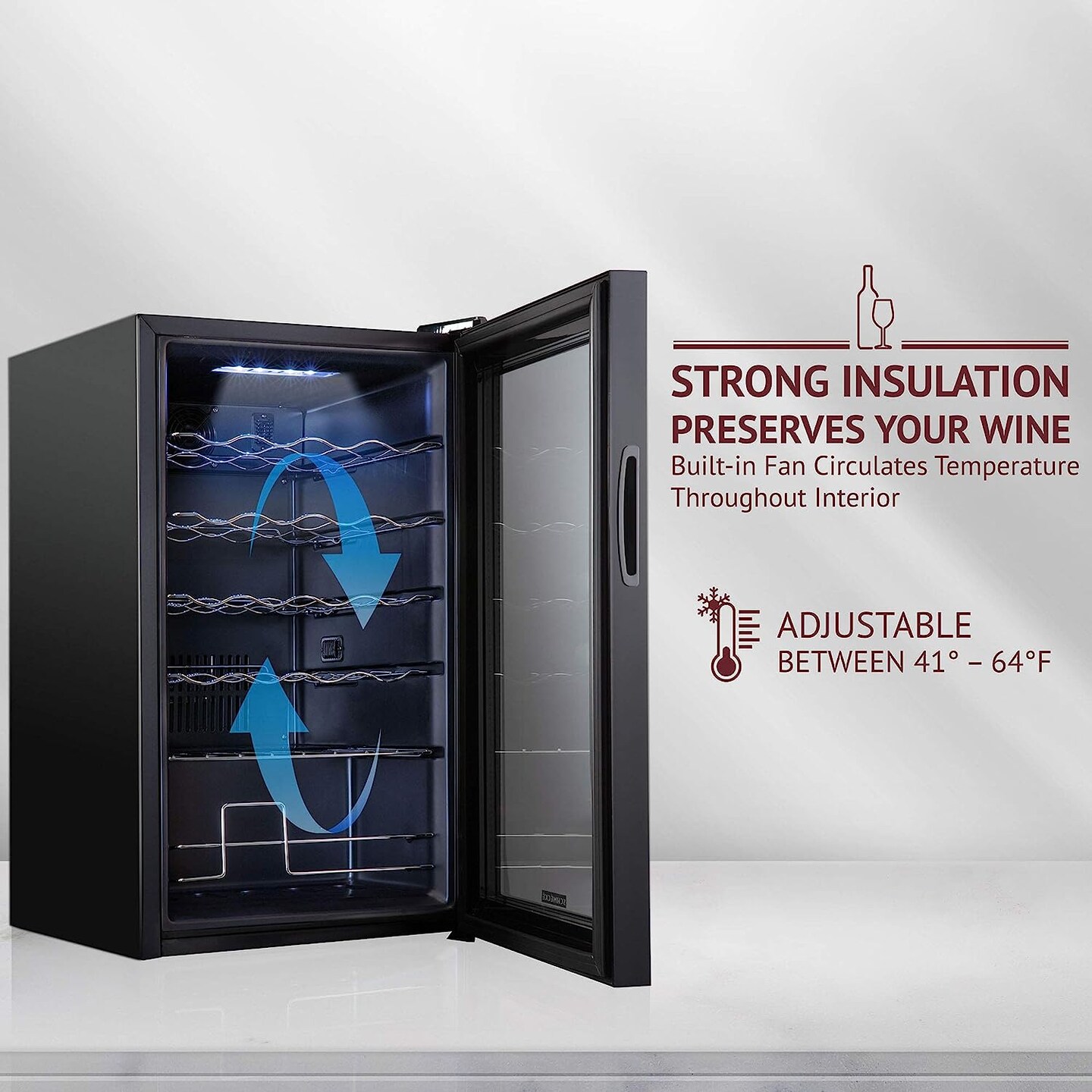 Schmecke 24-Bottle Wine Fridge, Freestanding Wine Refrigerator, Small Wine Cooler