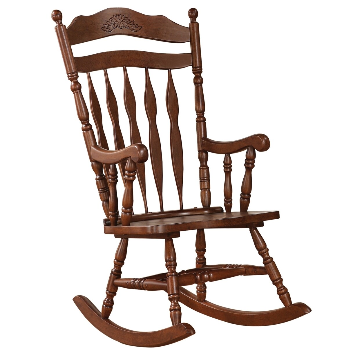 Coaster Traditional Nostalgia Arrow back Rocking Chair, Walnut- Saltoro Sherpi
