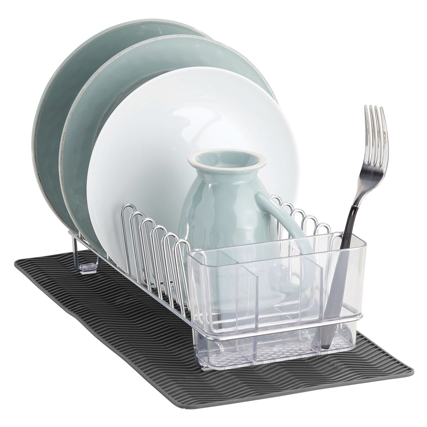 mDesign Steel Dish Drying Rack/Drainer Storage Organizer, Set of 2