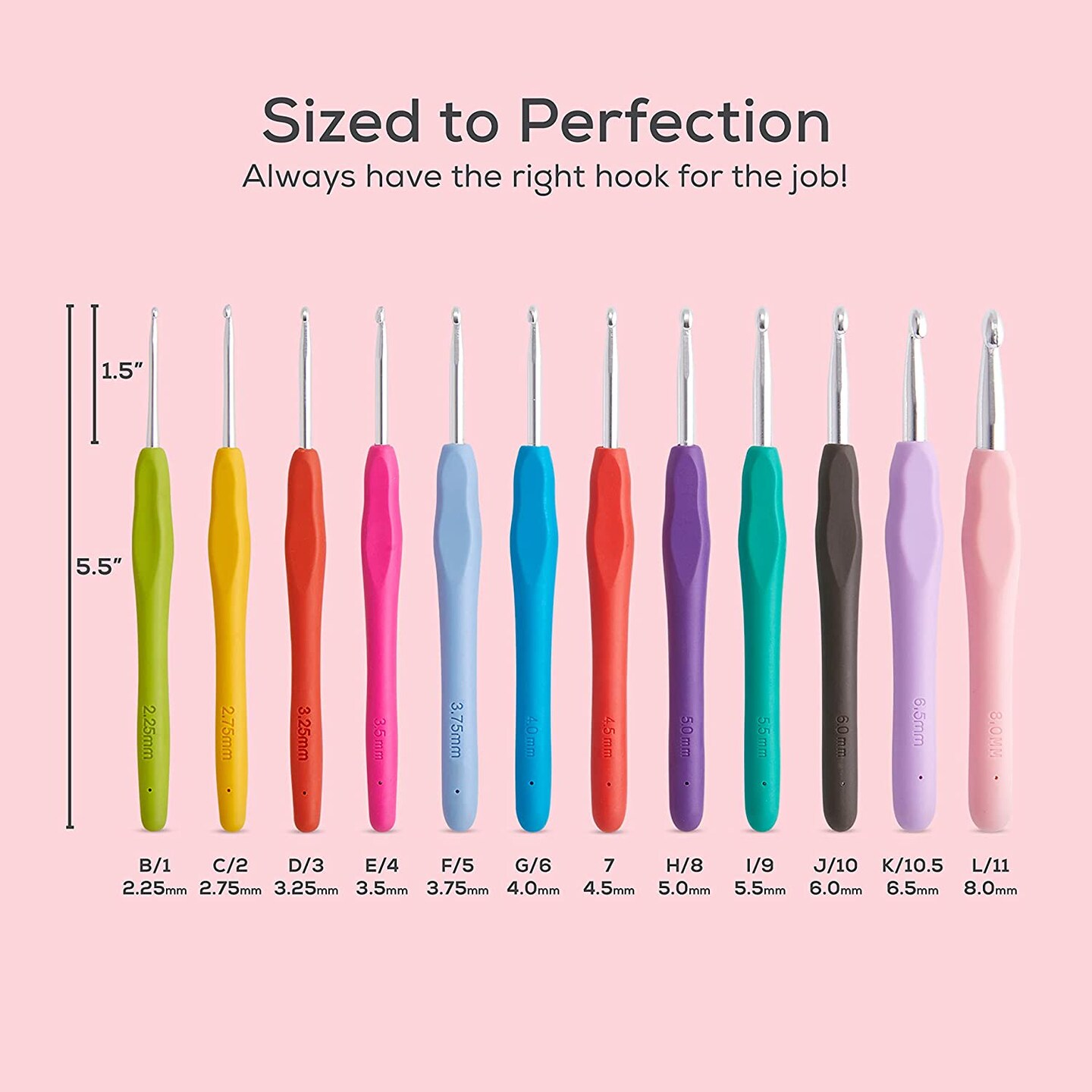 JumblCrafts Crochet Hook Set, 12 Colorful Ergonomic Crochet Hooks for Beginners and Experts