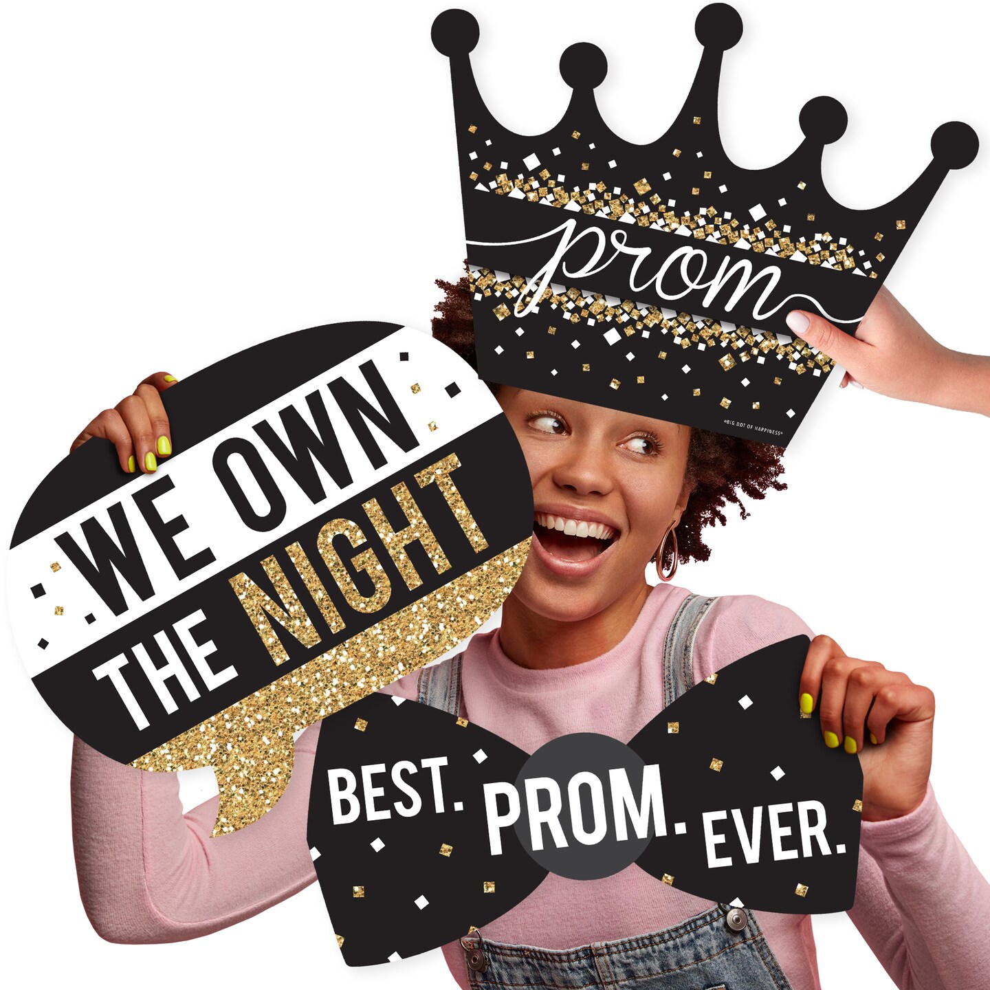 Big Dot of Happiness Prom - Talk Bubble, Crown, and Tie Decorations - Prom Night Party Large Photo Props - 3 Pc