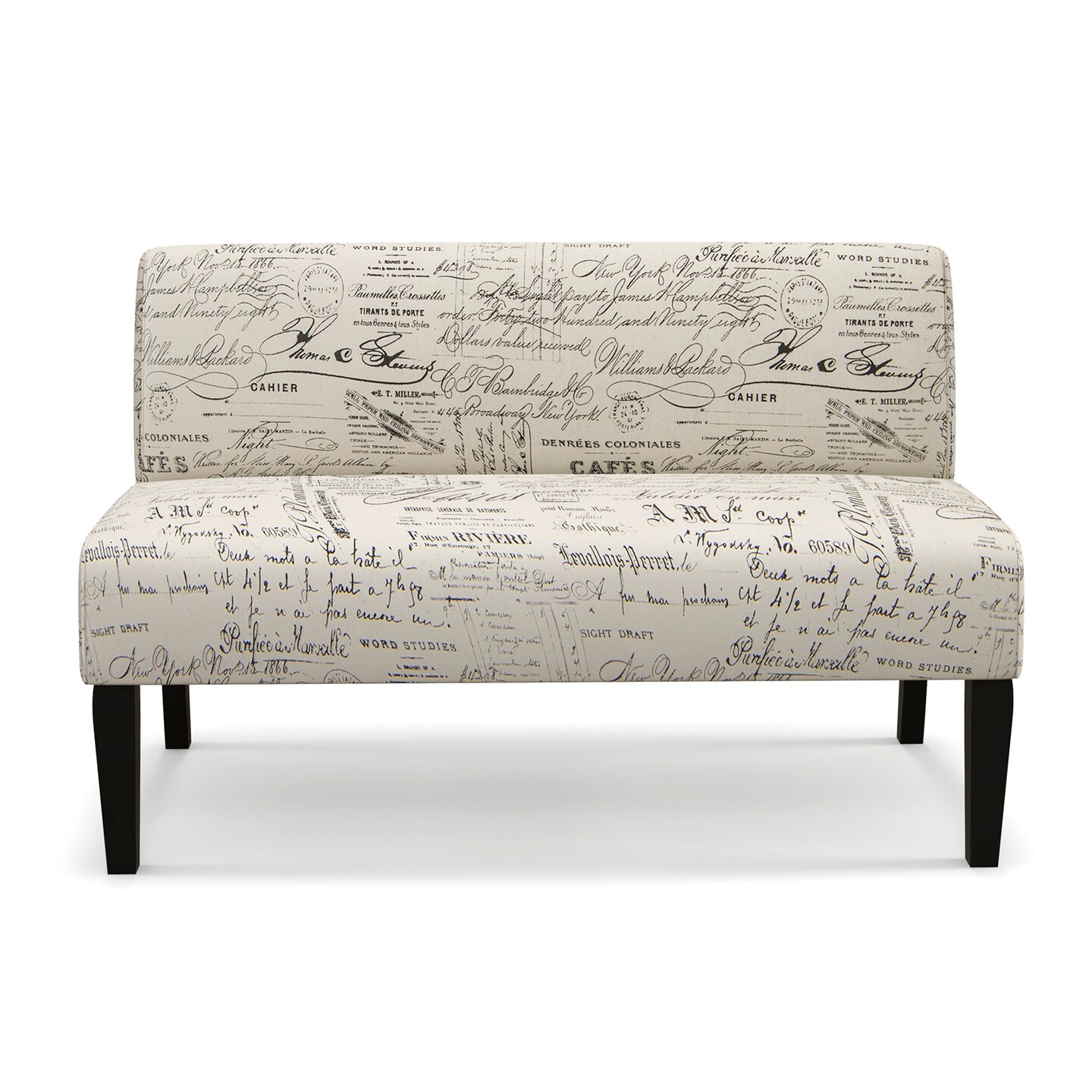Living Room Wooden Leg Armless Loveseat Sofa-Multicolor