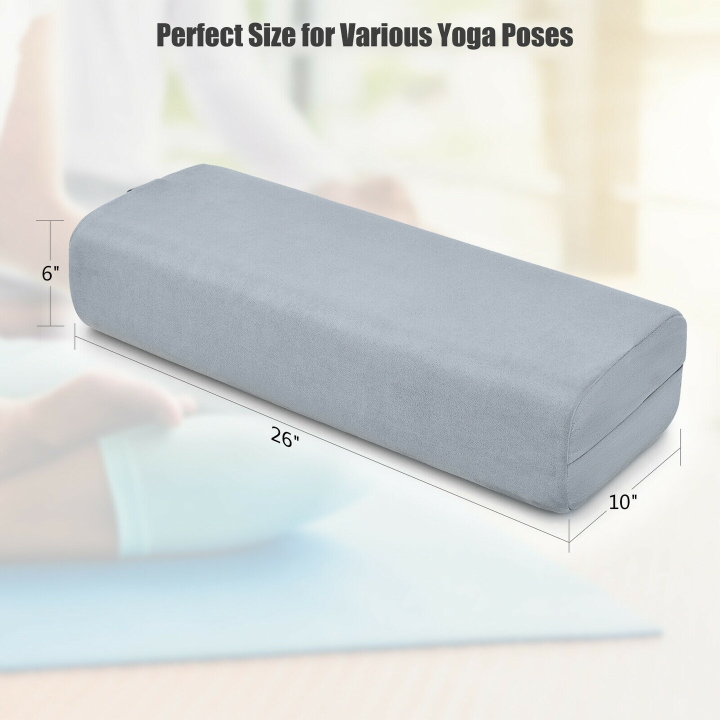Yoga Bolster Pillow with Washable Cover and Carry Handle