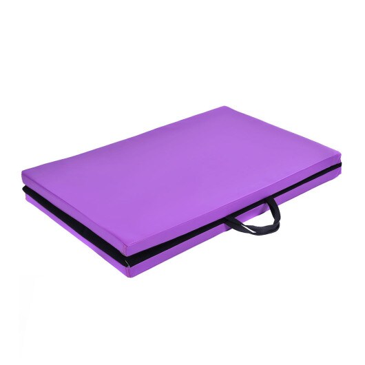 6 Feet x 24 Inch Thick Two Folding Panel Gymnastics Mat-Purple