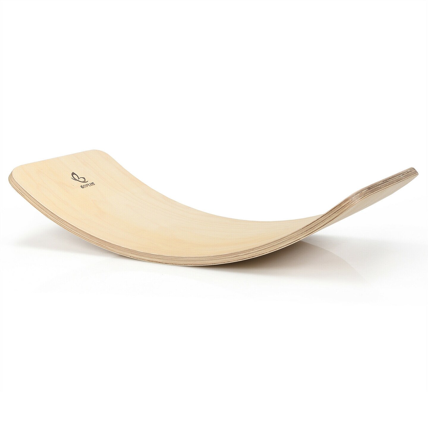 Wooden Wobble Balance Board Kids 35&#x27;&#x27; Rocker Yoga Curvy Board Toy with Felt Layer-Natural
