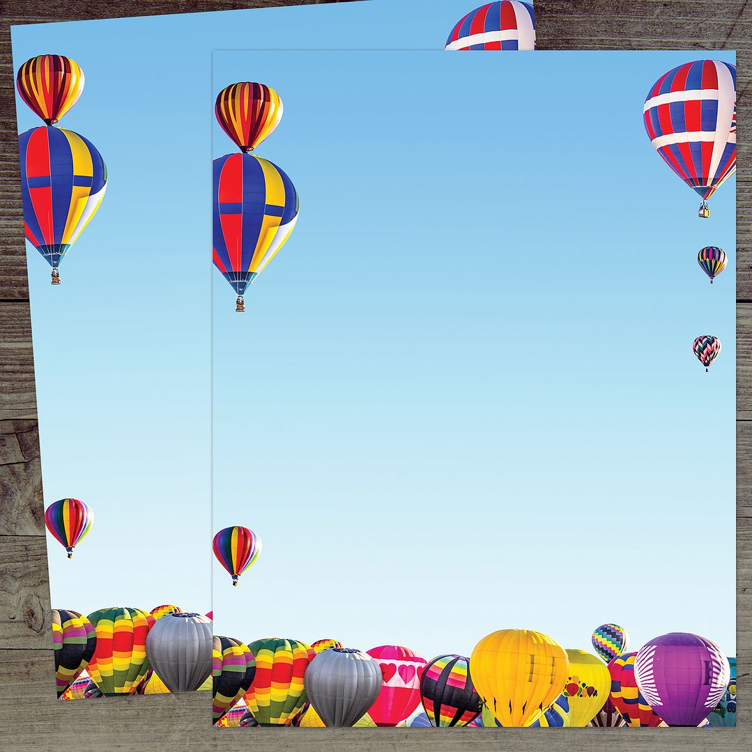 Great Papers! Hot Air Balloon Letterhead, for Invitations, Announcements and Personal Messages, Printer Friendly 8.5" x 11", 50 Pack