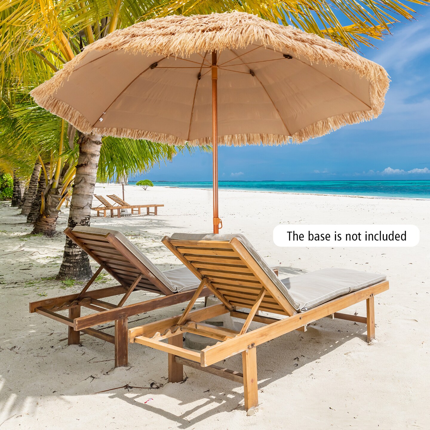 8 Feet Thatched Patio Umbrella with Steel Pole for Sun Shade Outdoor Pool Beach Garden Lawn