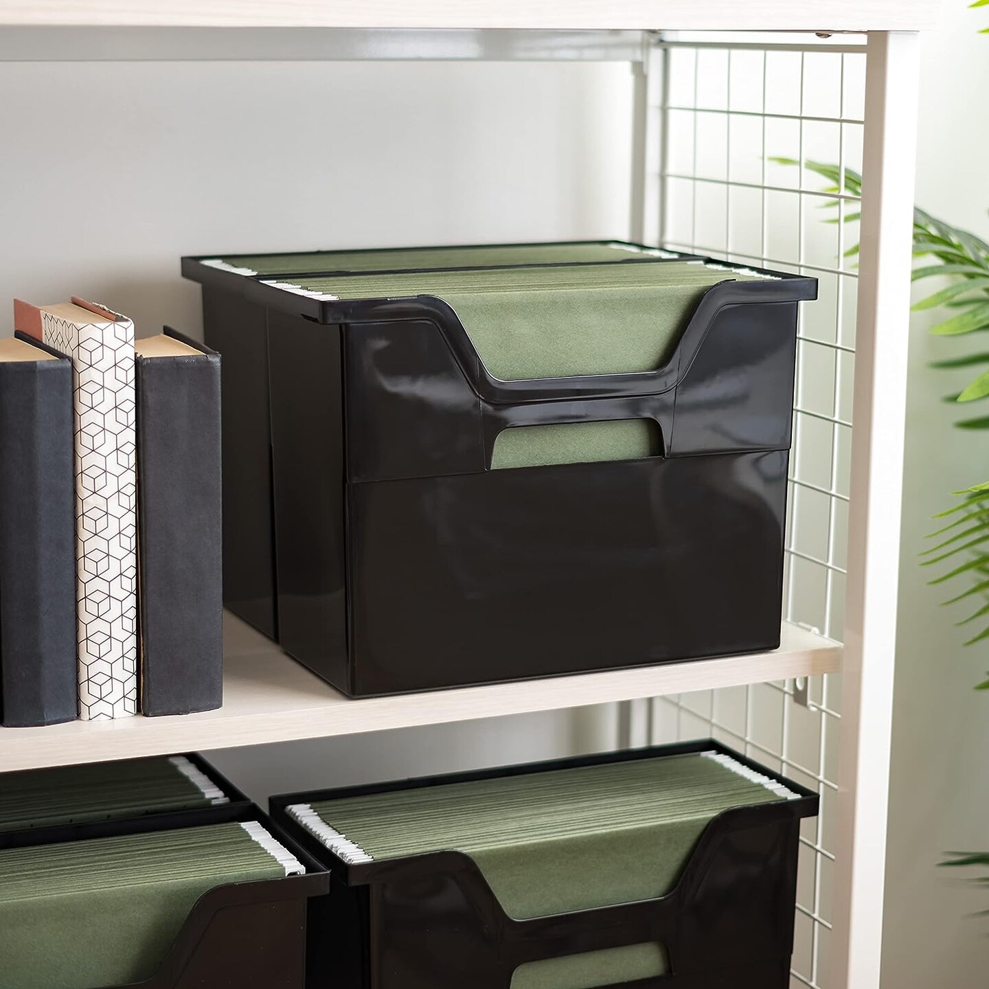 IRIS USA Hanging Plastic Desktop File Box Folders, Letter Size, Magazine File