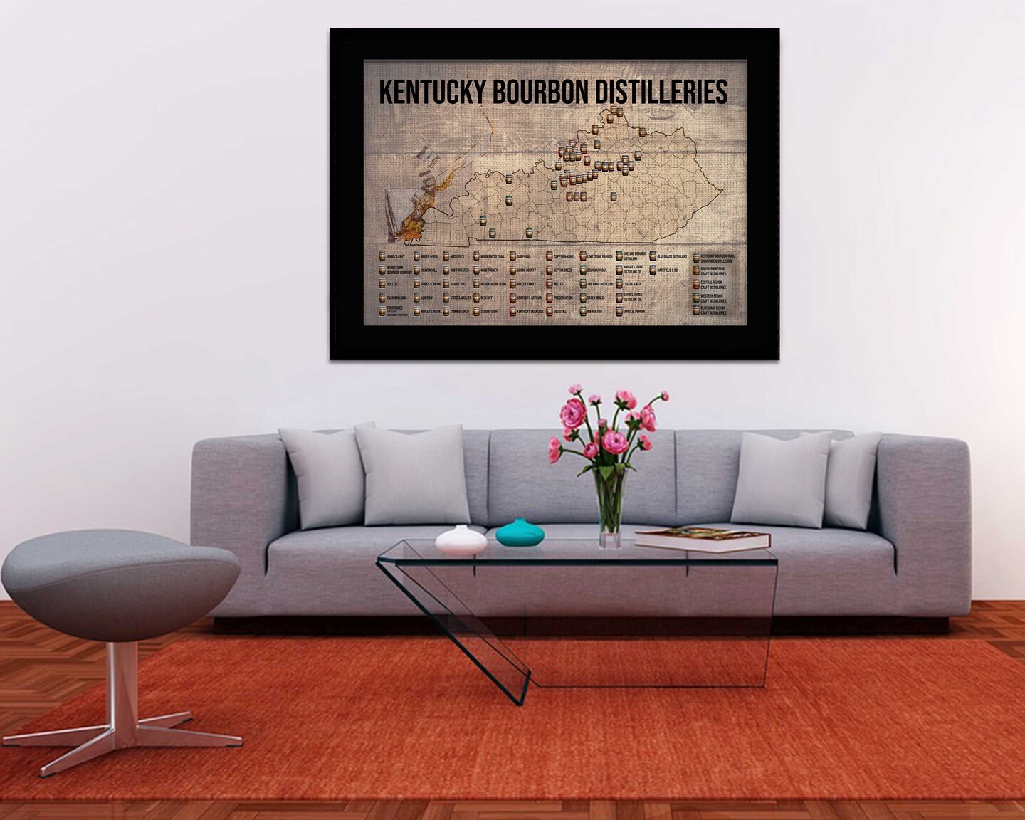 KY Bourbon | Kentucky Craft Bourbon Signs 2024 | Bonus Room, Game Room, Wall Art, Wall Decor, Bourbon Art, Bar Decor, Whiskey Map, Man Cave