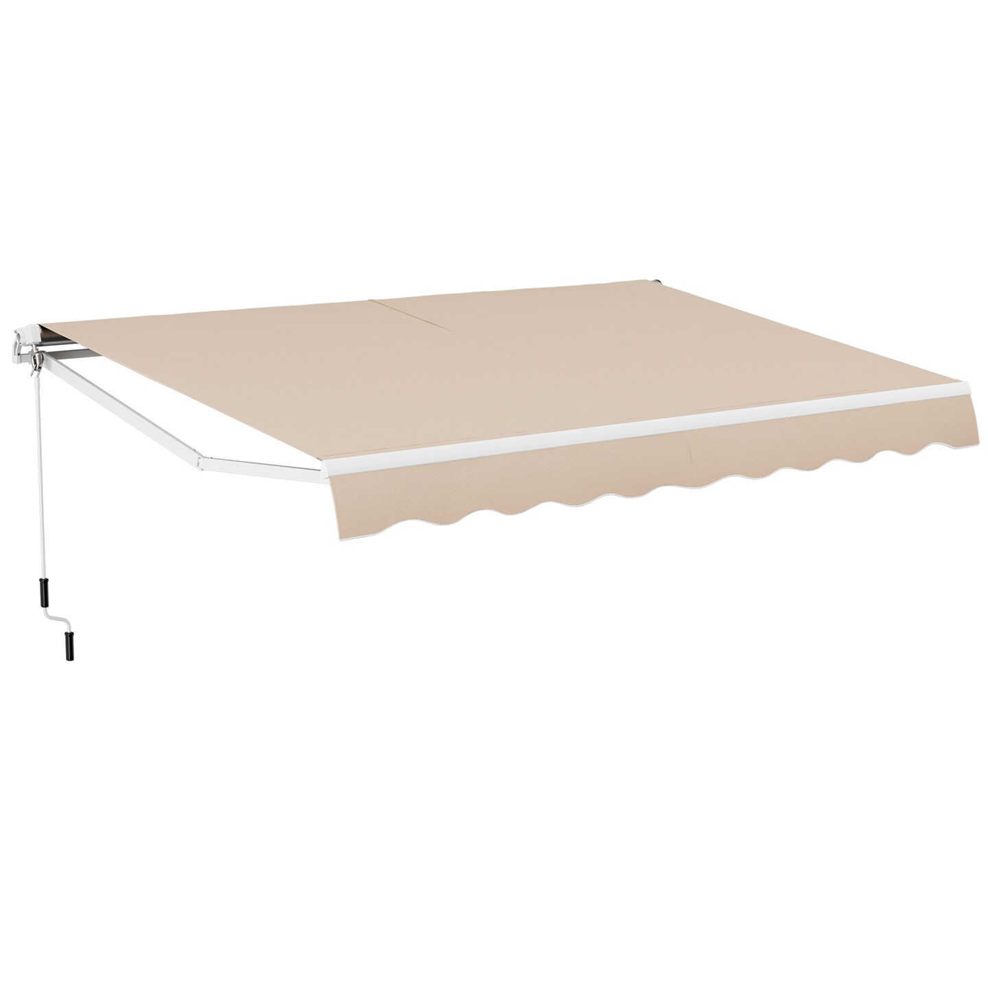 Beige Aluminum Fabric Retractable Patio Awning 13x8 ft Adjustable Shade
