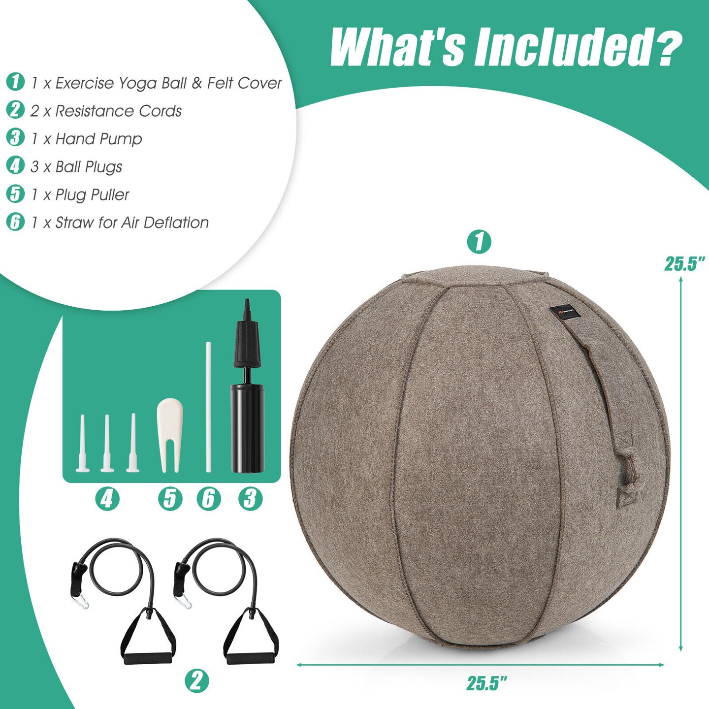 Yoga Sitting Ball with Felt Cover and Air Pump