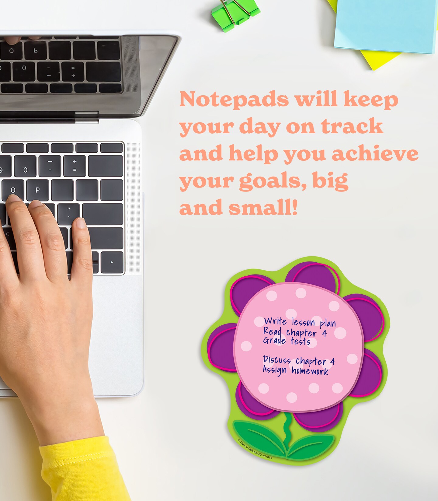 Carson Dellosa Notepad 4-Pack, Flower, Owl, Frog, and Bird Note Pad for Teacher or Student Desk, To Do List, Checklist, Notes, Cute Stationary for Spring Classroom and Office Supplies