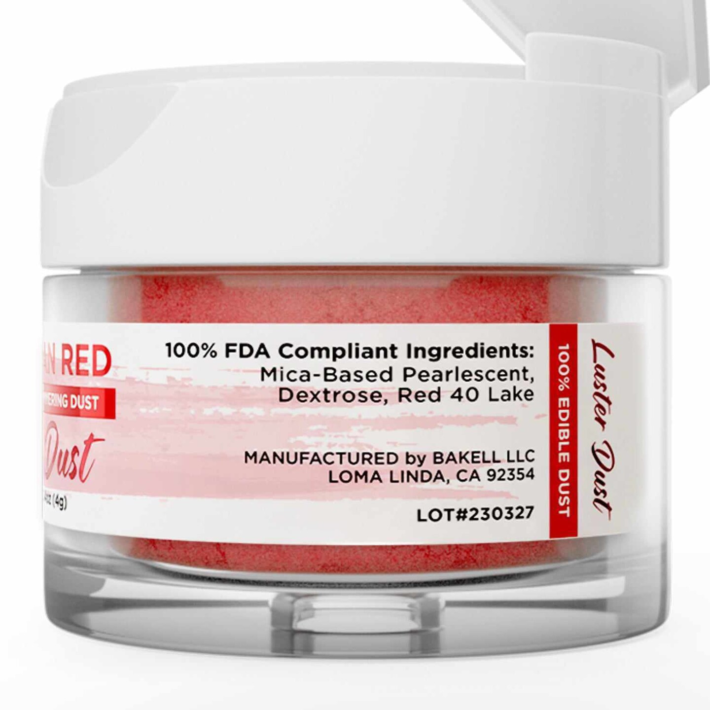 Bakell - American Red Luster Dust (4g, 1x Jar) Edible Vegan Dust & Paint for Baking, Desserts and Beverages