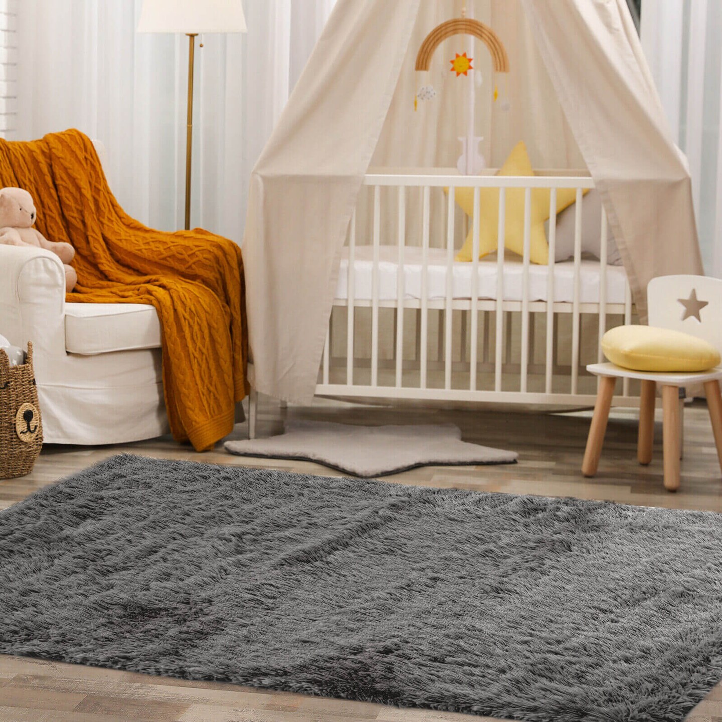 Modern Rectangular Soft Shag Area Rug for Living Room Bedroom