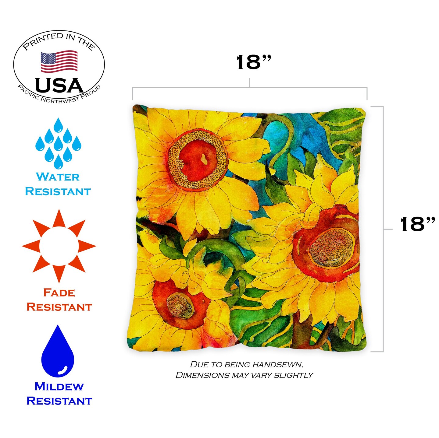 Sunny Sunflowers Decorative Spring Indoor/Outdoor Pillow Cover (set of 2)