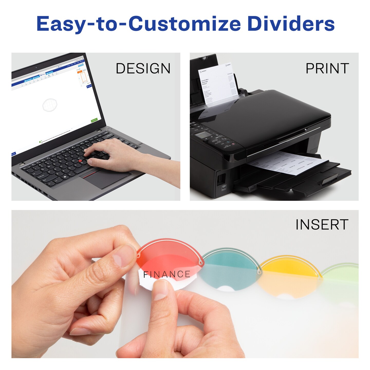 Avery Insertable Style Edge Plastic Mini Dividers for 3 Ring Binders, 5.5&#x22; x 8.5&#x22;, 5-Tab Sets, Multicolor, 4 Sets (21118)